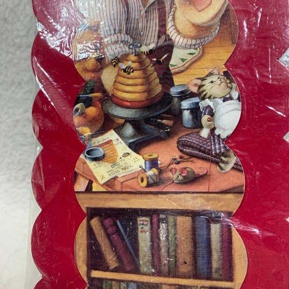 Vintage Teddy Bear Elves Christmas Card Holder card display 56"" long - Picture 3 of 12